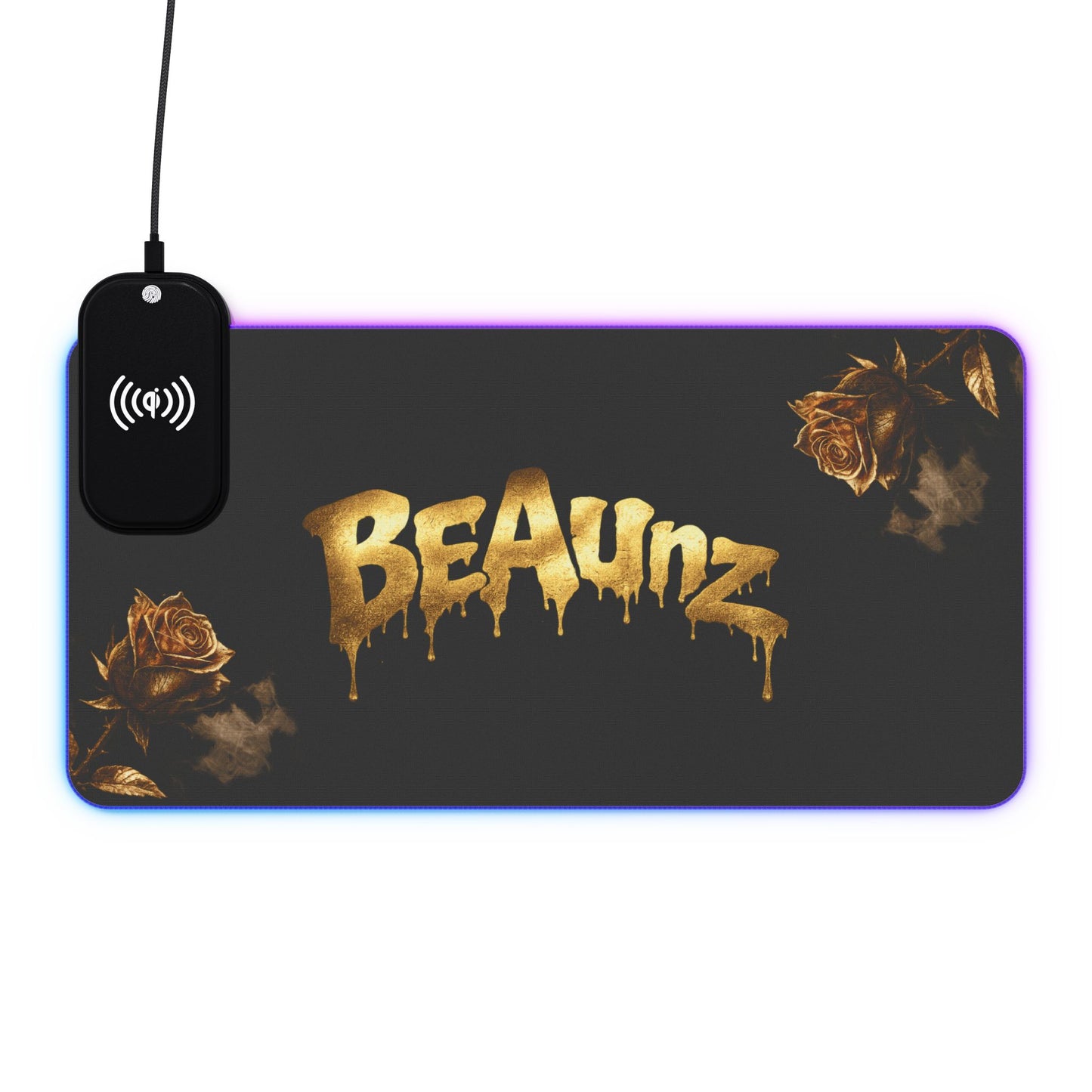 LED Mouse Pad — Gold-Rose "BEAUnz" Design