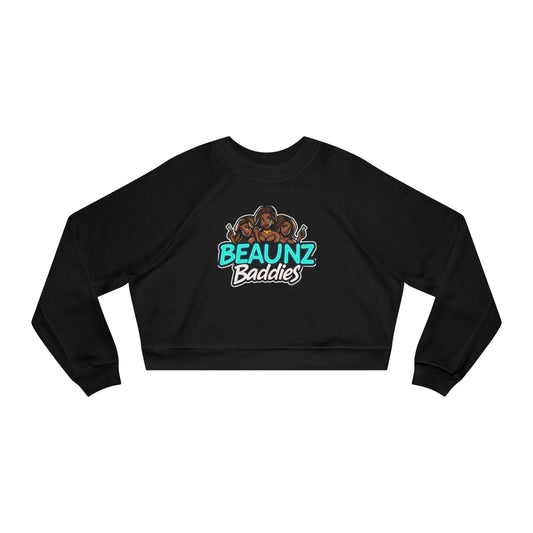 Cropped Pullover — 'BEAUnz Baddies' Graphic Fleece with "Clock It." Back Print