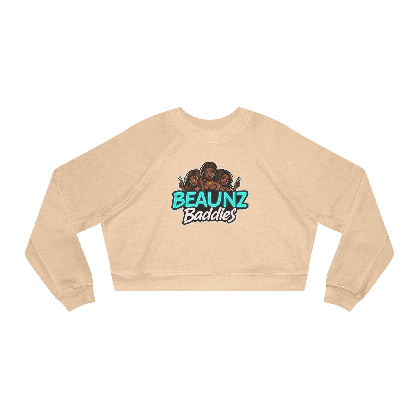 Cropped Pullover — 'BEAUnz Baddies' Graphic Fleece with "Clock It." Back Print