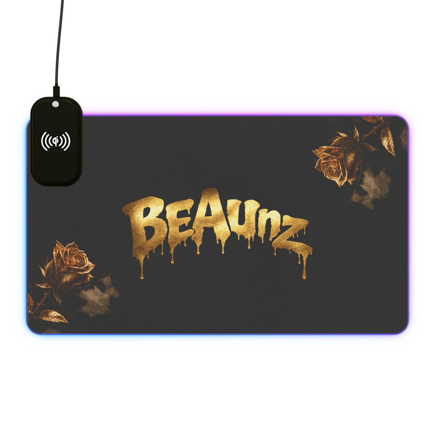 LED Mouse Pad — Gold-Rose "BEAUnz" Design